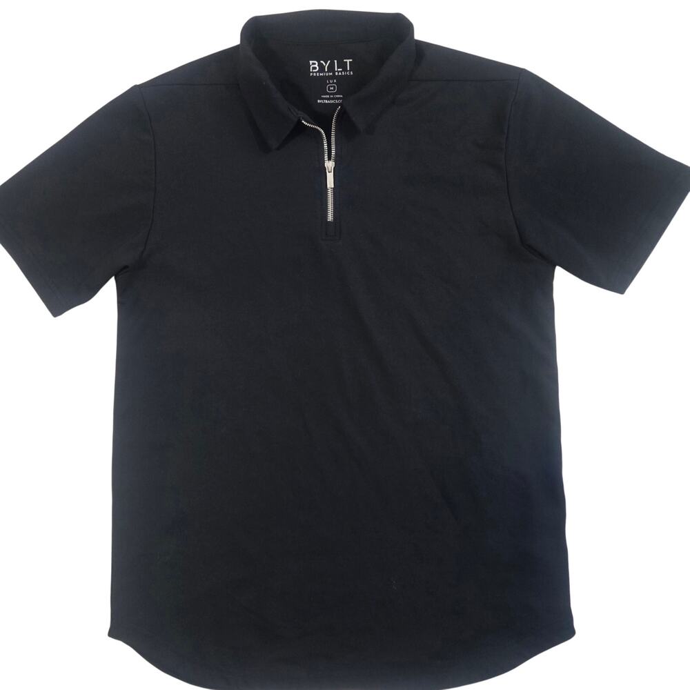 BYLT Lux Zip Polo Black sz M Quarter-zip - Picture 2 of 9
